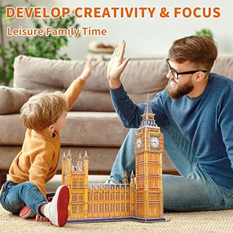 مجموعة احجيات ثلاثية الابعاد للبالغين والاطفال، مجموعة نماذج بناء معمارية لمدينة لندن بيغ بن سيتي، مجموعة احجية ثلاثية الابعاد للحرف اليدوية، العاب تجميع تعليمية للعائلة، هدايا للاولاد والبنات 10-12-14، 190 قطعة - Image 3